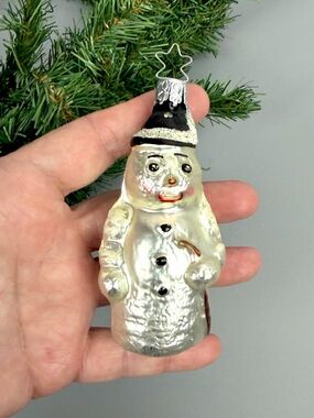Inge Glas Christmas Ornament Mercury Glass Snowman West Germany Vintage